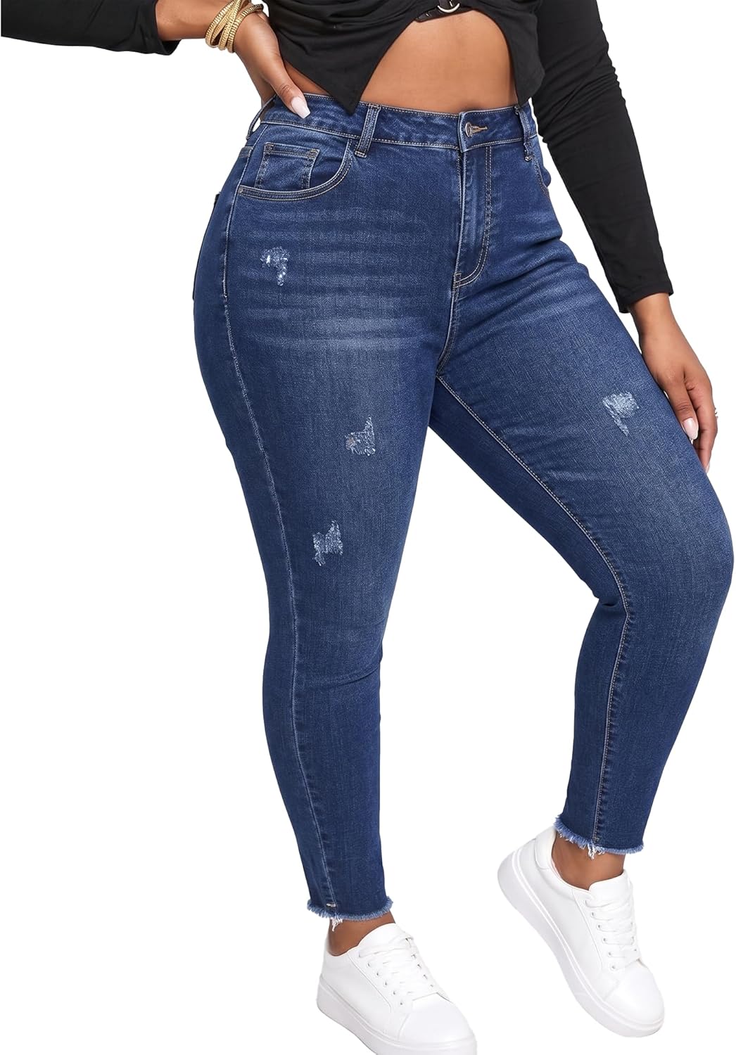 Womens Plus Size Skinny Jeans High Waisted Stretchy Classic