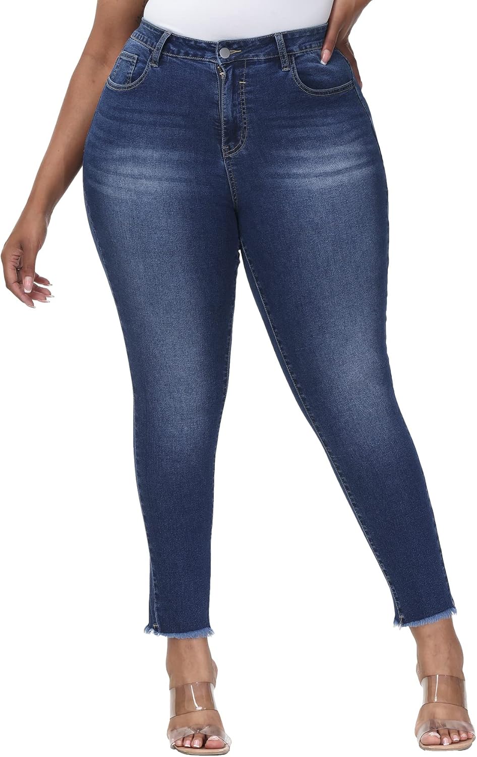 Womens Plus Size Skinny Jeans High Waisted Stretchy Classic