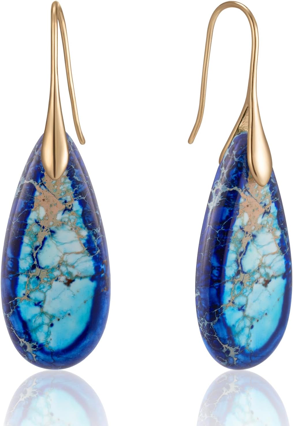 Stone Fishhook Dangle Drop Earrings