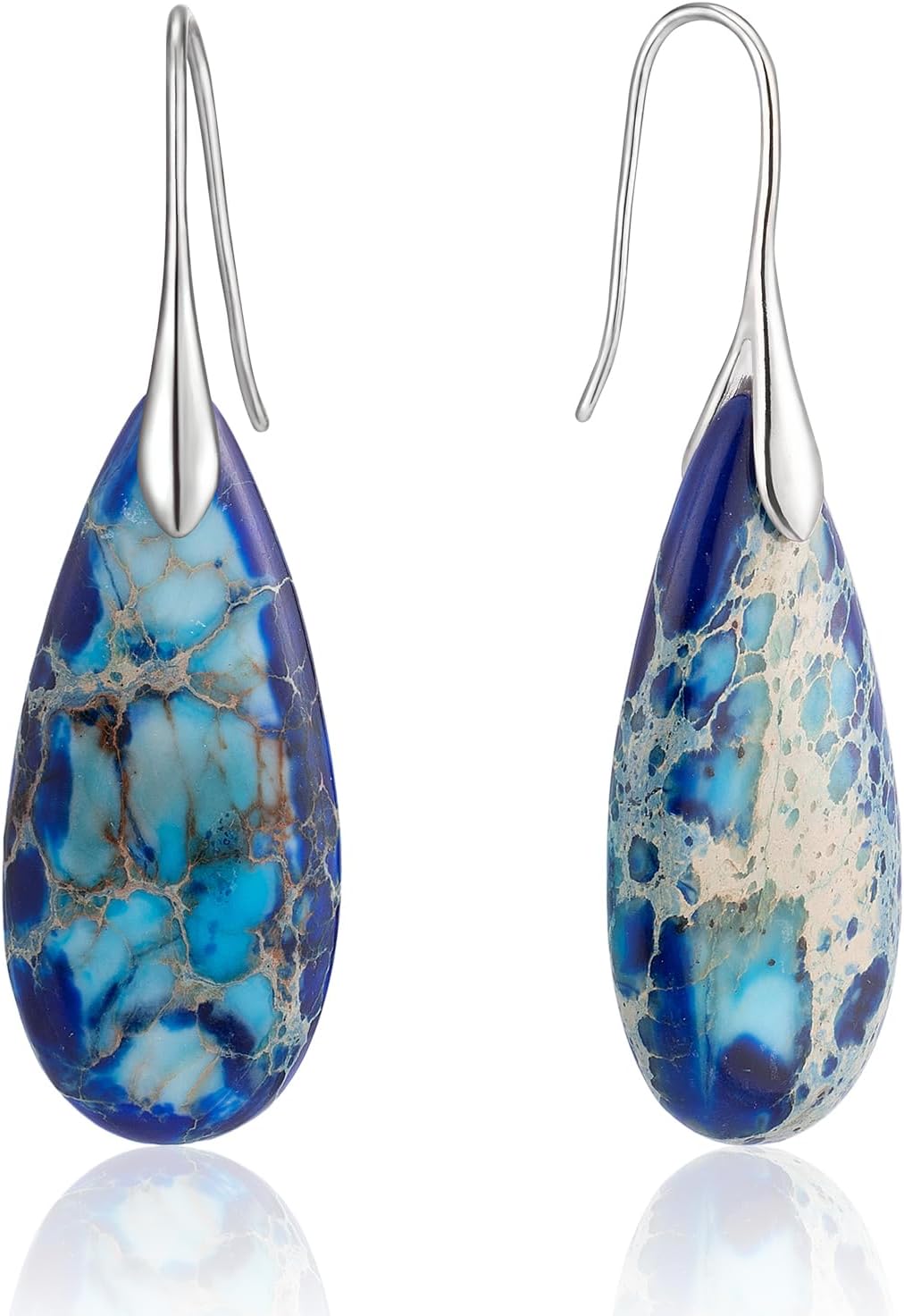 Stone Fishhook Dangle Drop Earrings