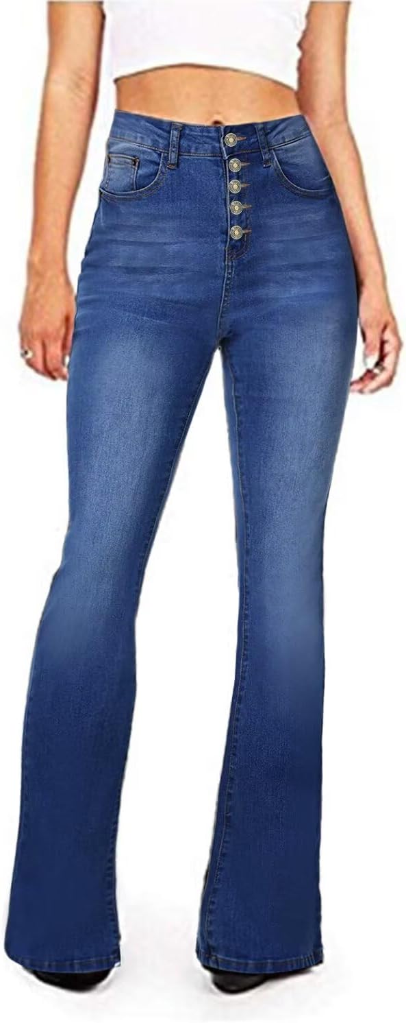 Kdf Flare Jeans For Women's Bootcut Bell Bottom Jeans High Waisted