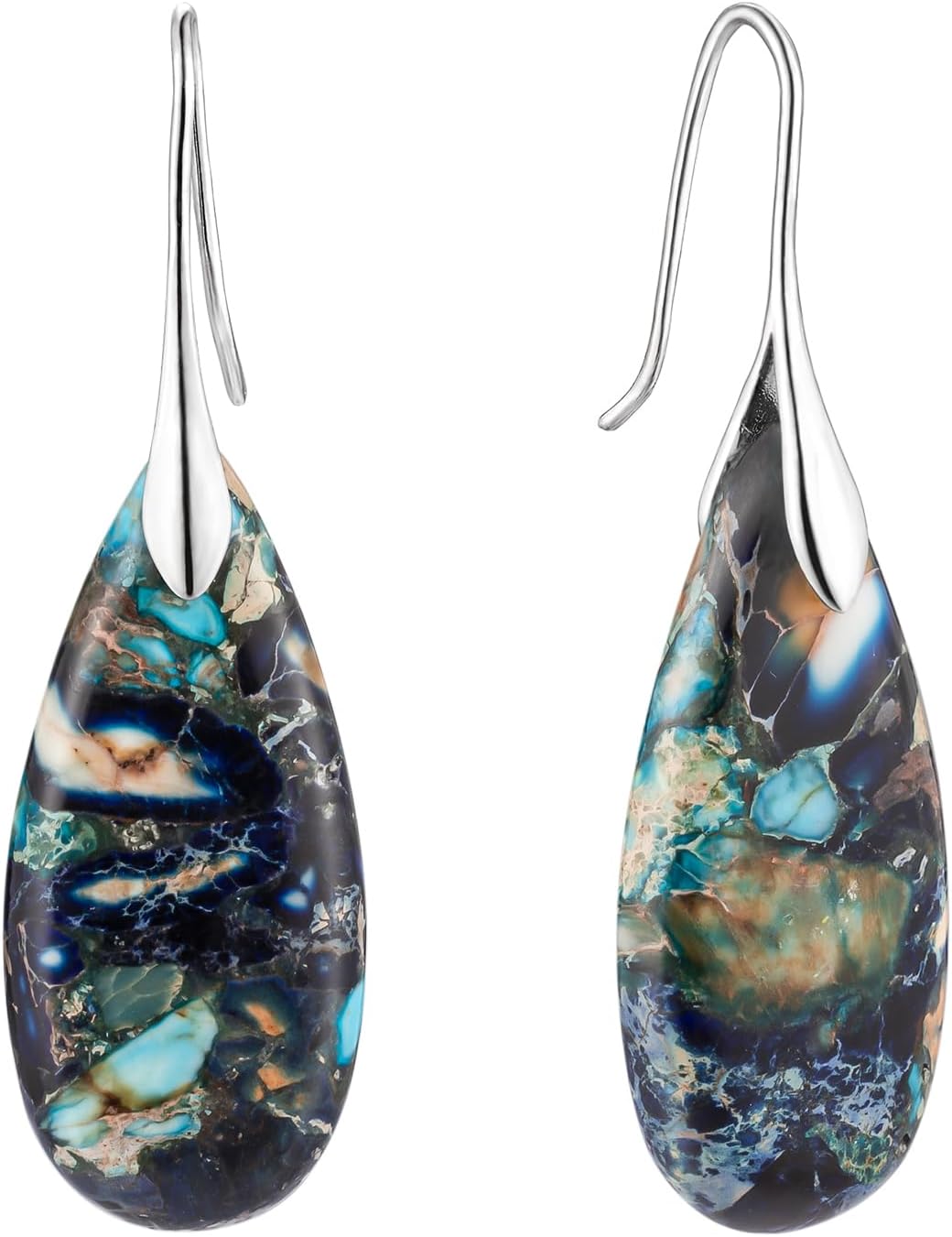 Stone Fishhook Dangle Drop Earrings