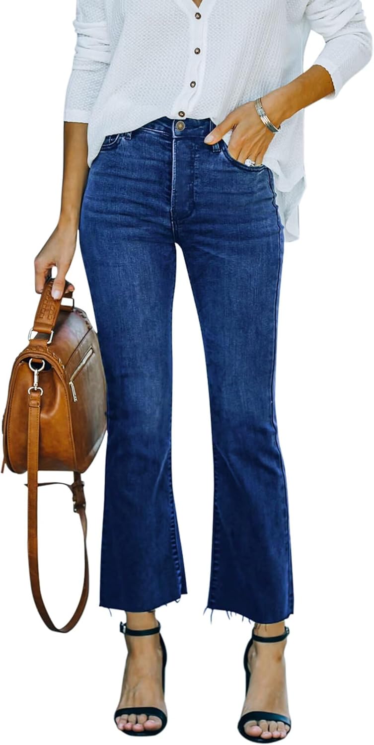 Flare Jeans For Womens Crop Flare Jeans With Raw Hem
