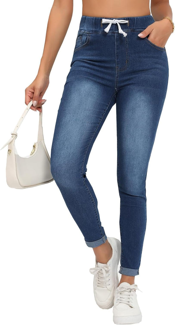 Women’s Curvy High Rise Skinny Jeans Comfy Stretch Classic Jeans Pants