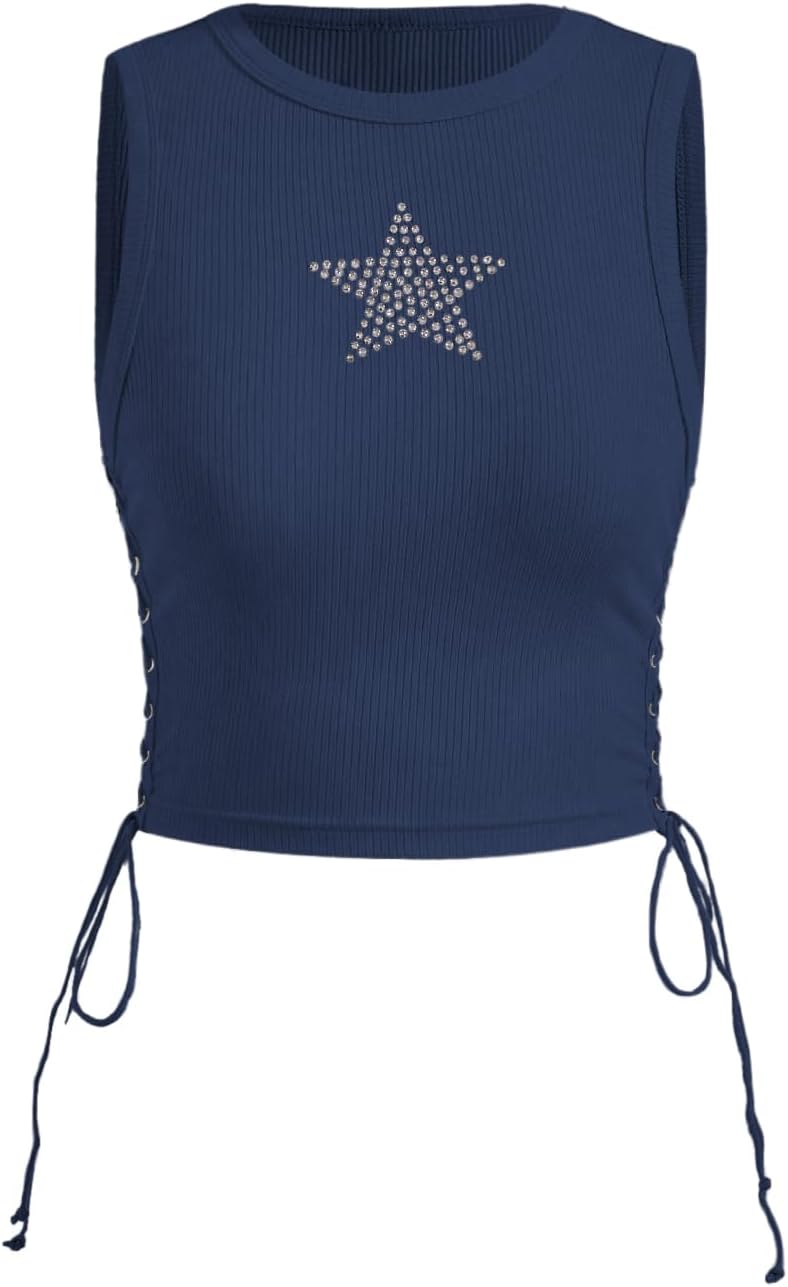 SOLY HUX Women's Tank Tops Y2K Summer Going Out Crop Top Concert Outfits