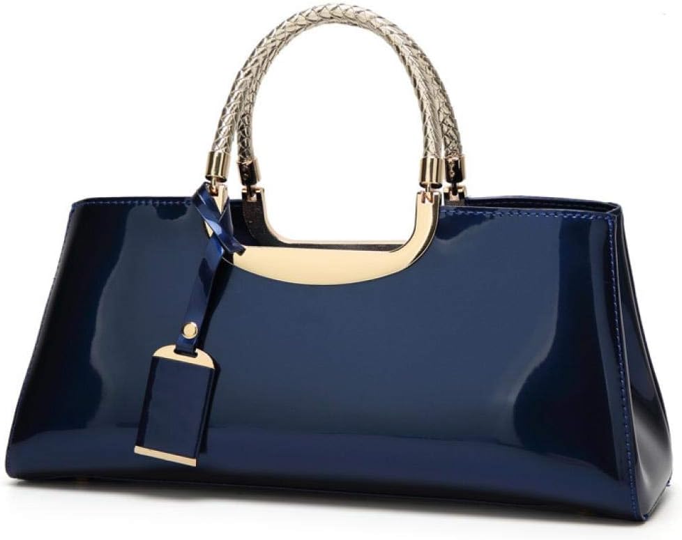 Patent Leather Structured Shoulder Handbag — Evening Party Satchel & Crossbody Top Handle Bag