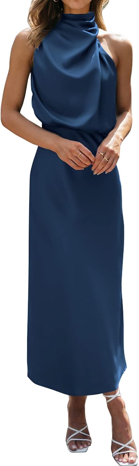 BTFBM Mock Neck Cocktail Dresses for Women Summer