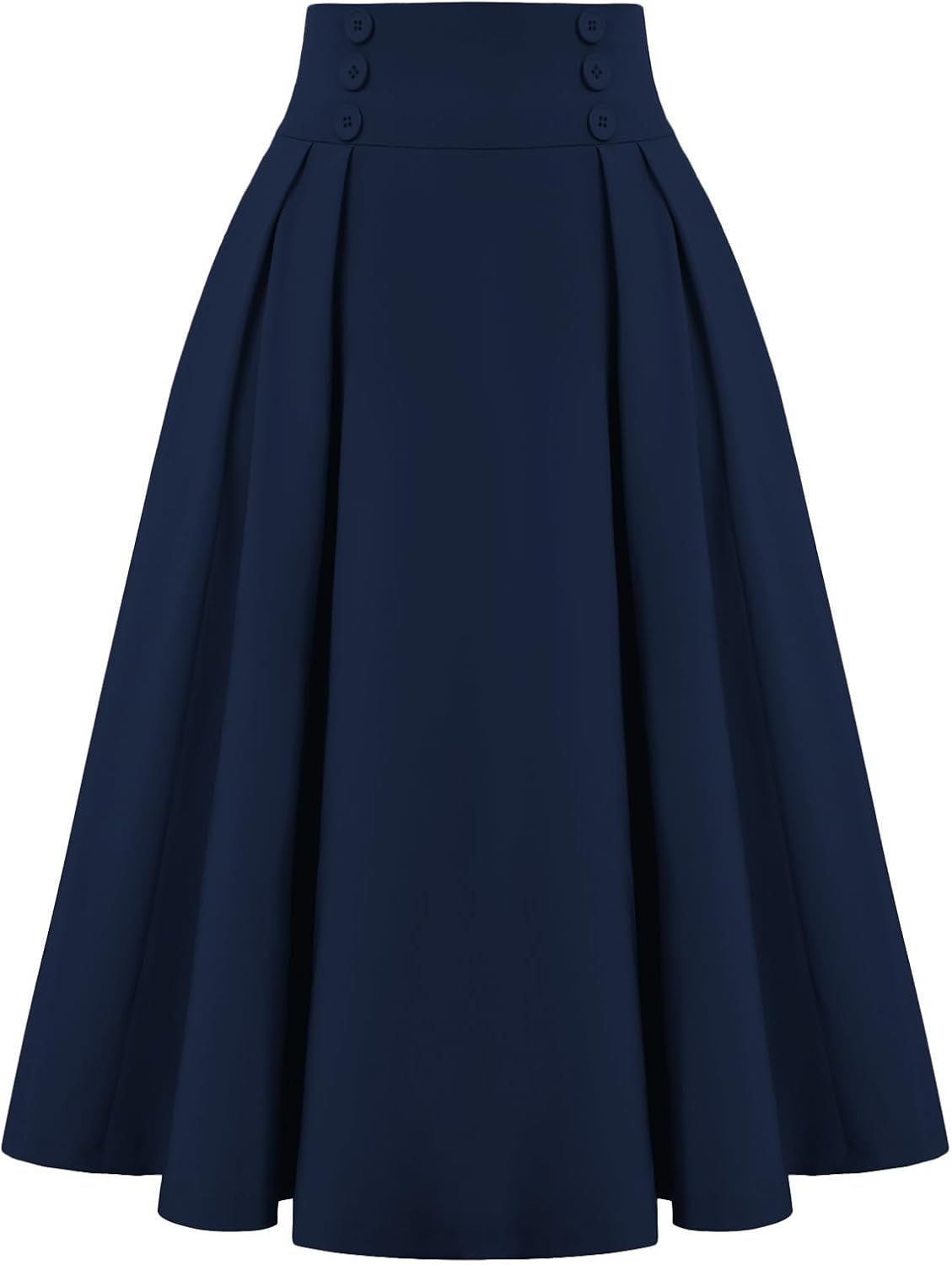 Belle Poque Women's Midi Pleated A-Line Skirts Pockets