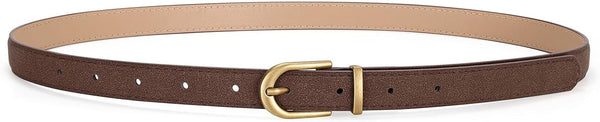 Womens Skinny Leather Belt Ladies Thin Faux Leather Belt With