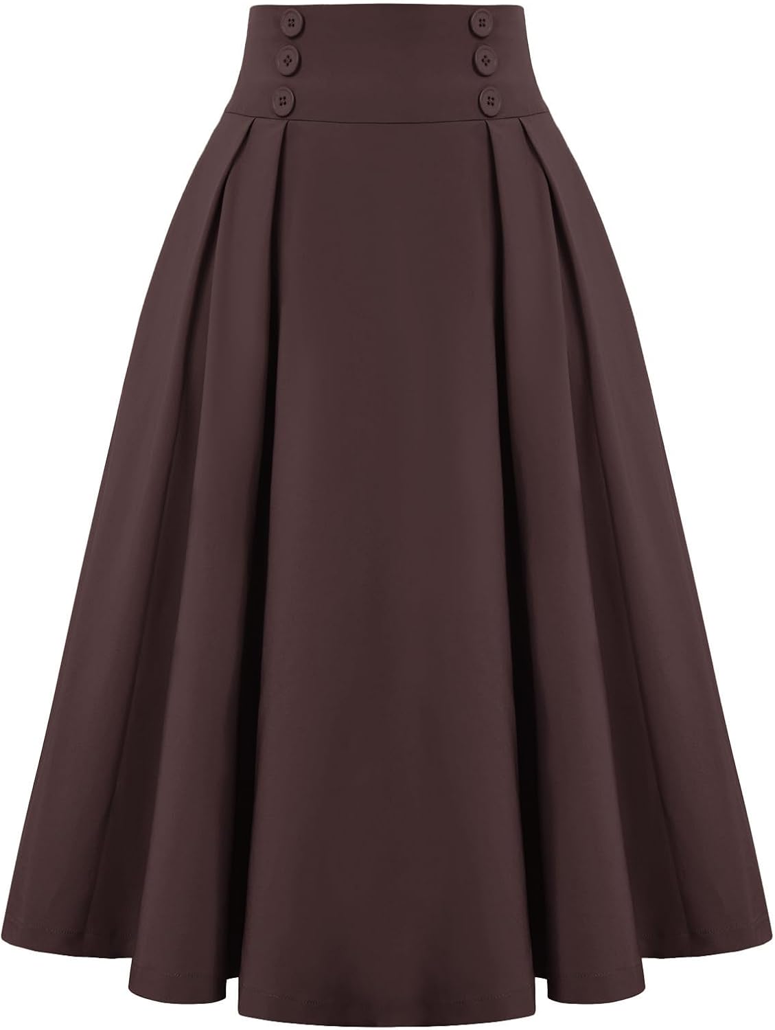 Belle Poque Women's Midi Pleated A-Line Skirts Pockets