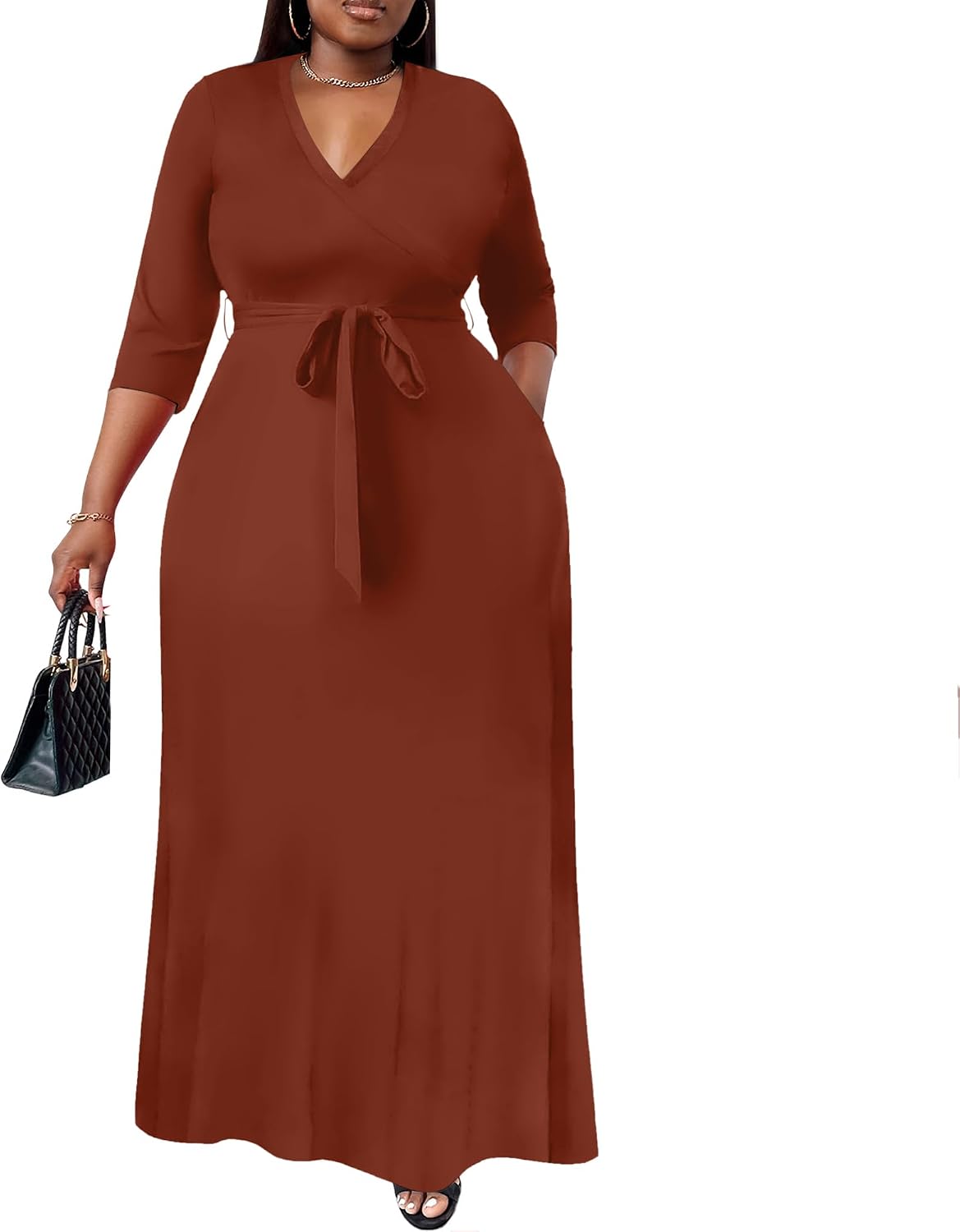 Nmoder Plus Size Maxi Dresses for Curvy Women -Summer Casual Long Fit Dress