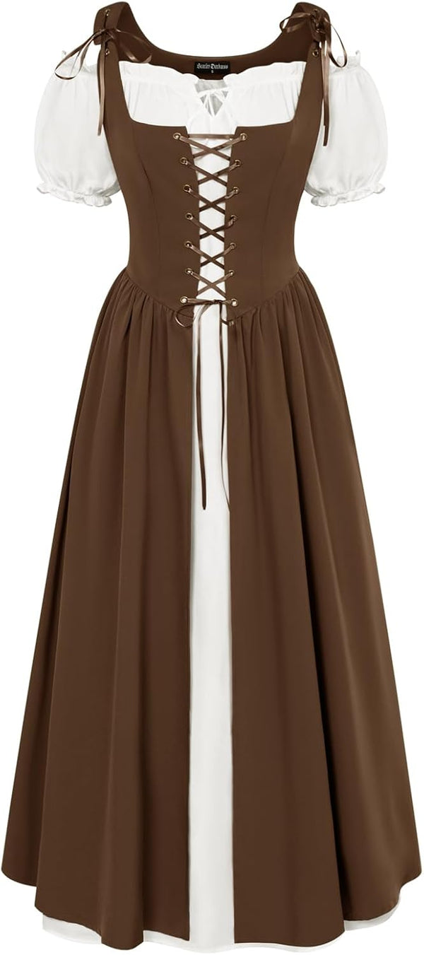 Scarlet Darkness Renaissance Costume Women Halloween Medieval Pirate Dress