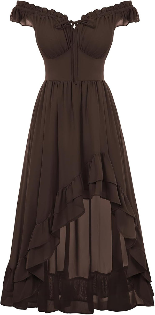 Scarlet Darkness Renaissance Corset Dress Off Shoulder Chiffon Sundress