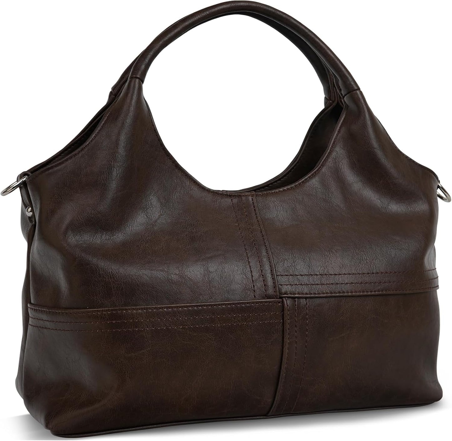 Medium Vegan Leather Satchel Tote with Detachable Strap