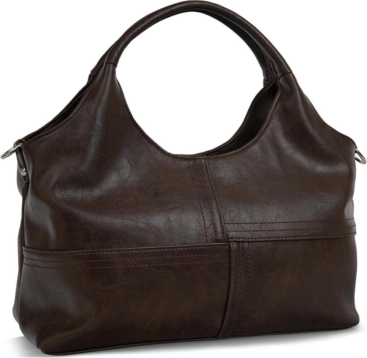 Medium Vegan Leather Satchel Tote with Detachable Strap