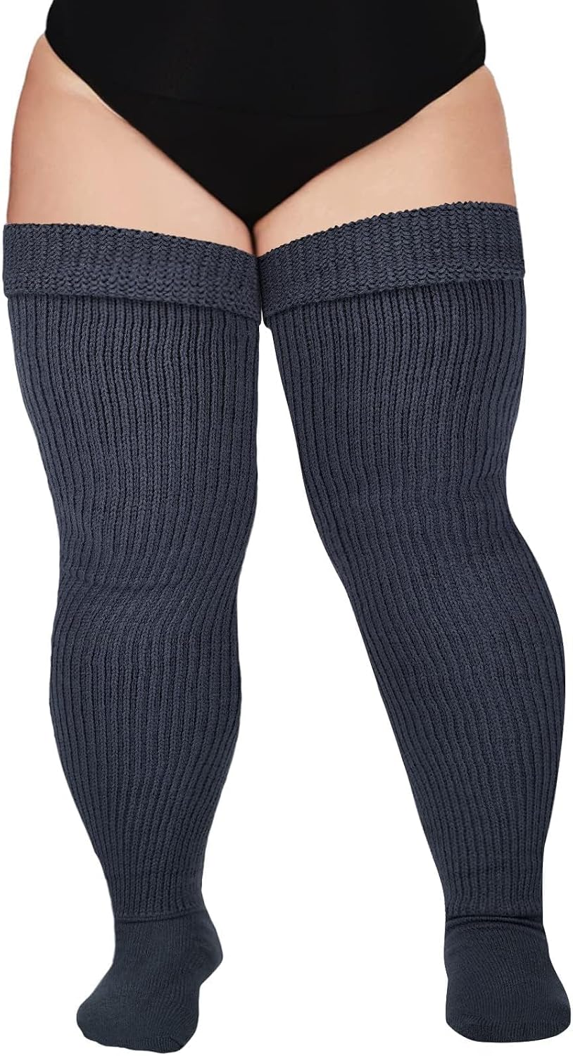 Moon Wood Plus Size Thigh High Socks for Thick Thighs- Women Extra Long Over the Knee Stockings- Halloween Socks Leg Warmers