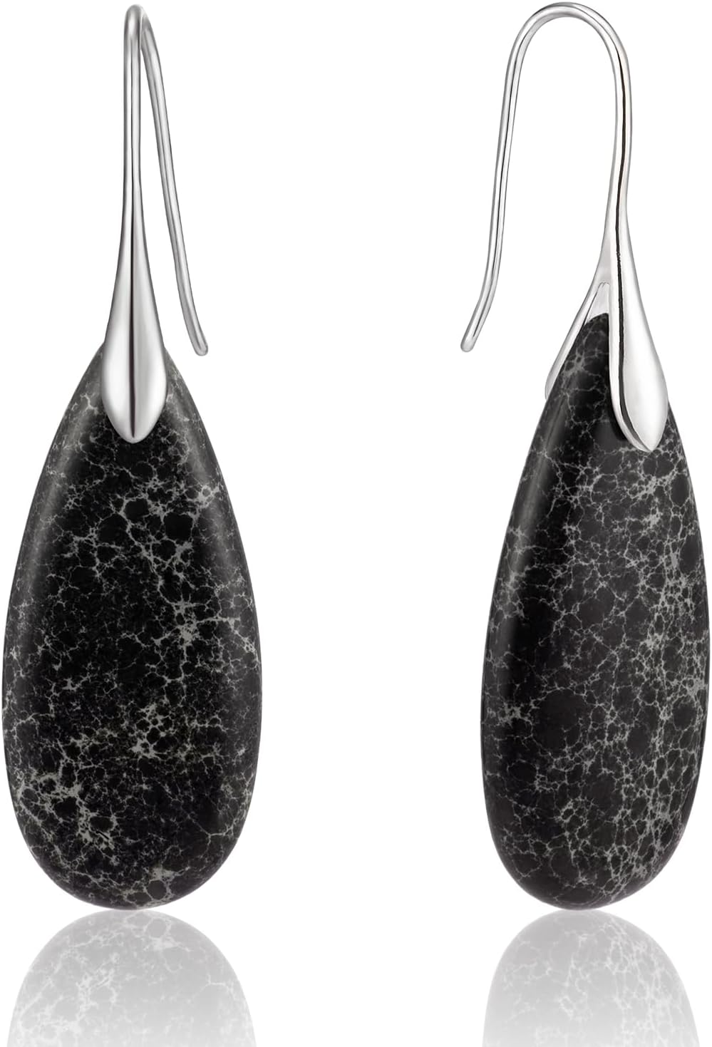Stone Fishhook Dangle Drop Earrings