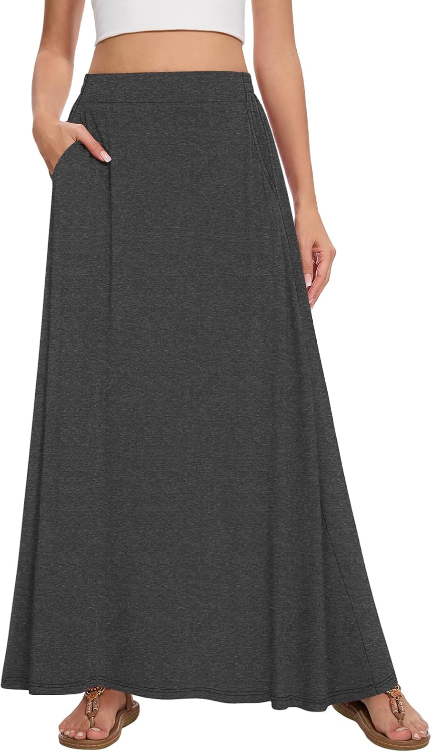 Womens Maxi Skirt Long Flowy Summer A-Line High Waist Skirts