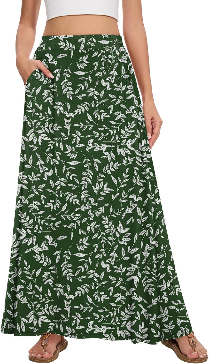 Womens Maxi Skirt Long Flowy Summer A-Line High Waist Skirts