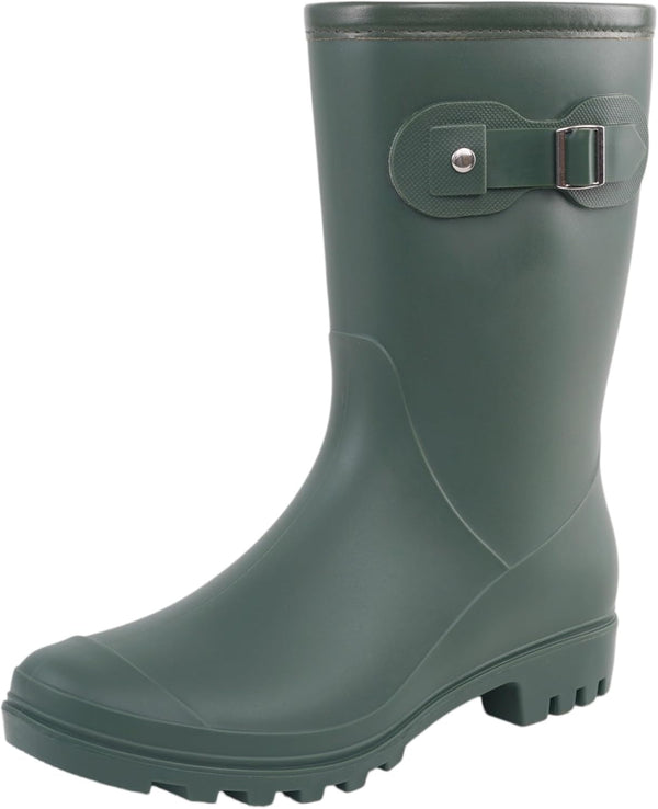 Women's Mid Calf Rain Boots Waterproof Fashion Shoes