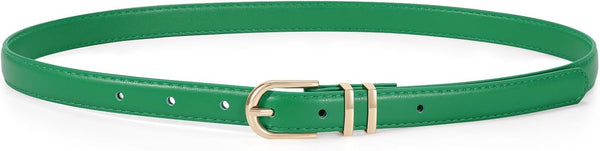 Womens Skinny Leather Belt Ladies Thin Faux Leather Belt With