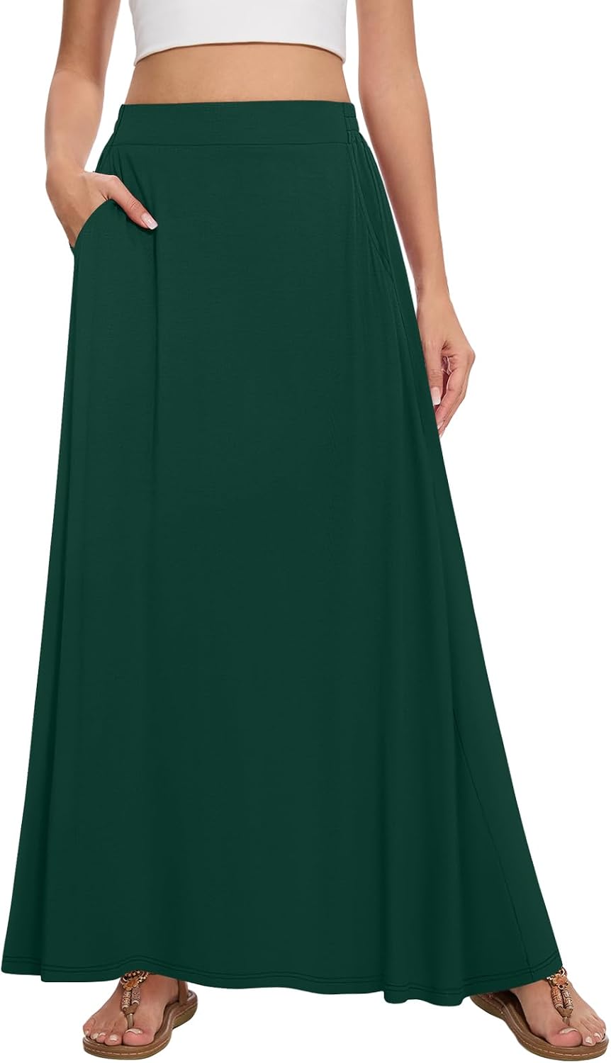 Womens Maxi Skirt Long Flowy Summer A-Line High Waist Skirts