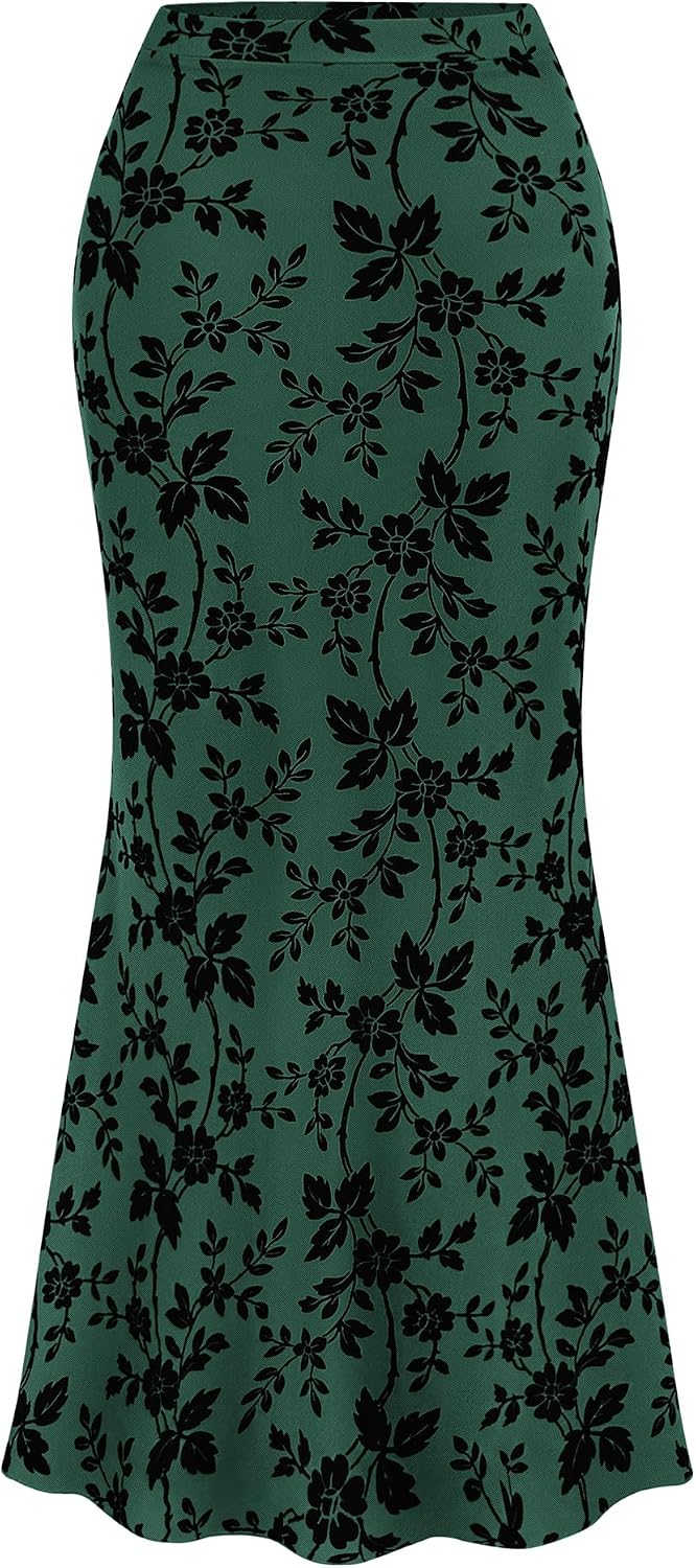 BTFBM Womens Floral Mesh Maxi Skirts