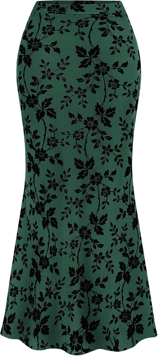 BTFBM Womens Floral Mesh Maxi Skirts