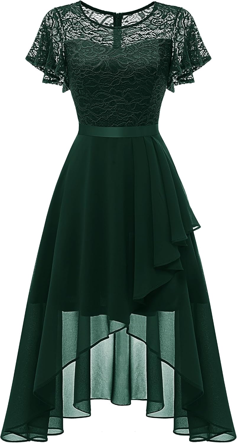 Wedtrend Women's Formal Wedding Guest Dress Ruffle Bridesmaid Dress Flutter Sleeve Prom Dresses for Teens