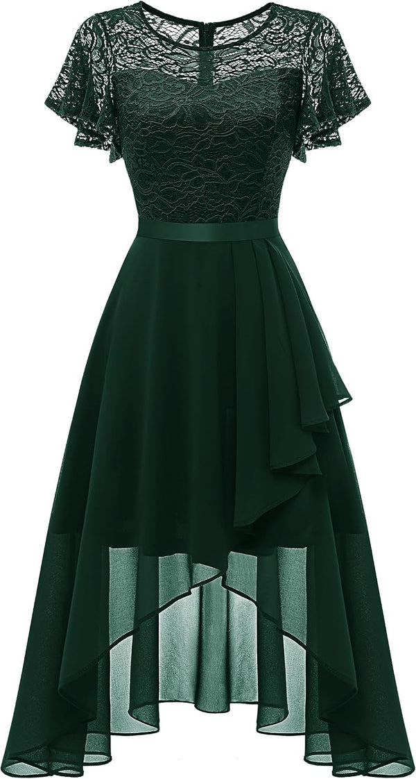Wedtrend Women's Formal Wedding Guest Dress Ruffle Bridesmaid Dress Flutter Sleeve Prom Dresses for Teens