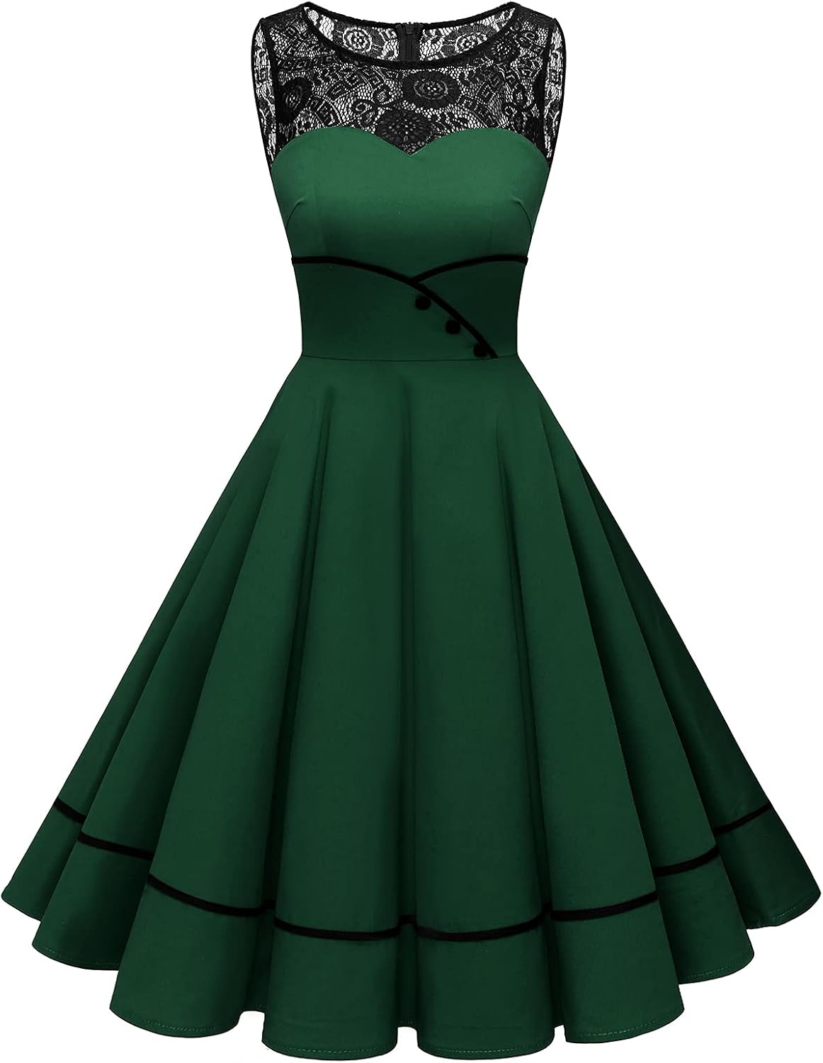 Bbonlinedress Women's 50s Vintage Floral Lace Retro Rockabilly Sleeveless Round Neck Cocktail Party Swing Dress