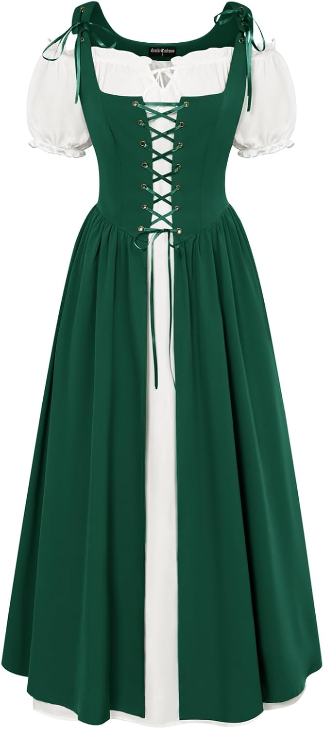 Scarlet Darkness Renaissance Costume Women Halloween Medieval Pirate Dress