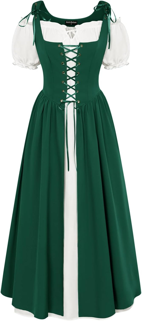 Scarlet Darkness Renaissance Costume Women Halloween Medieval Pirate Dress