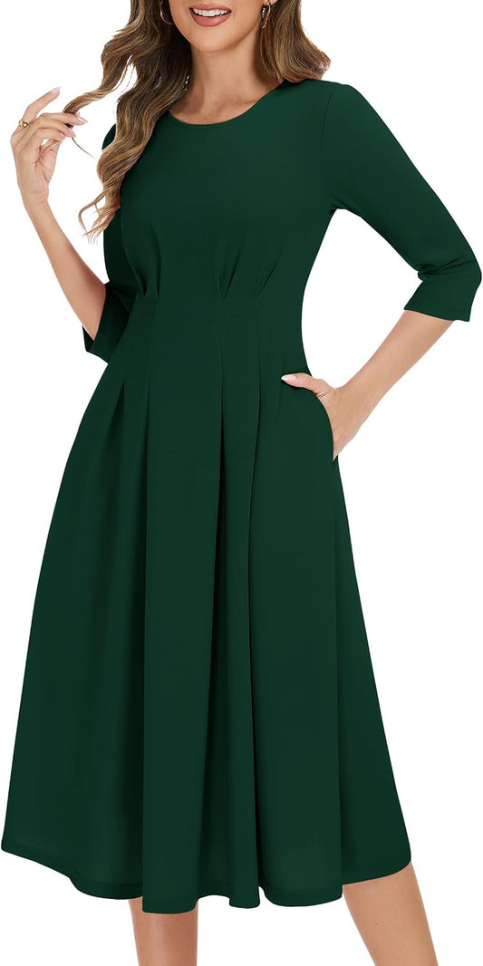 Vintage 1940s–50s A-Line Cocktail Dress with Pockets