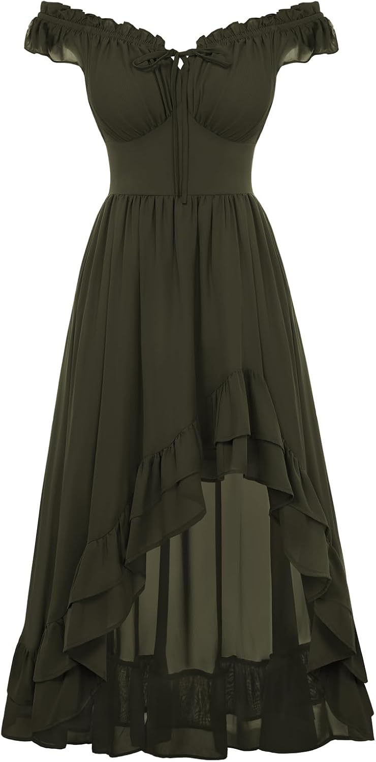 Scarlet Darkness Renaissance Corset Dress Off Shoulder Chiffon Sundress