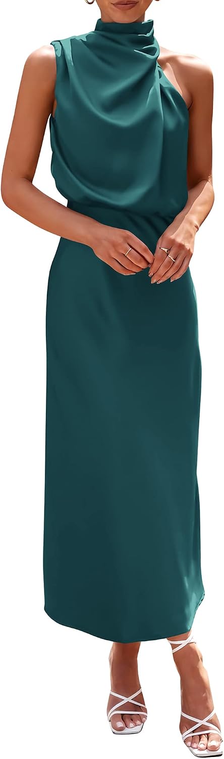PRETTYGARDEN Women's Summer Satin Maxi Cocktail Dress