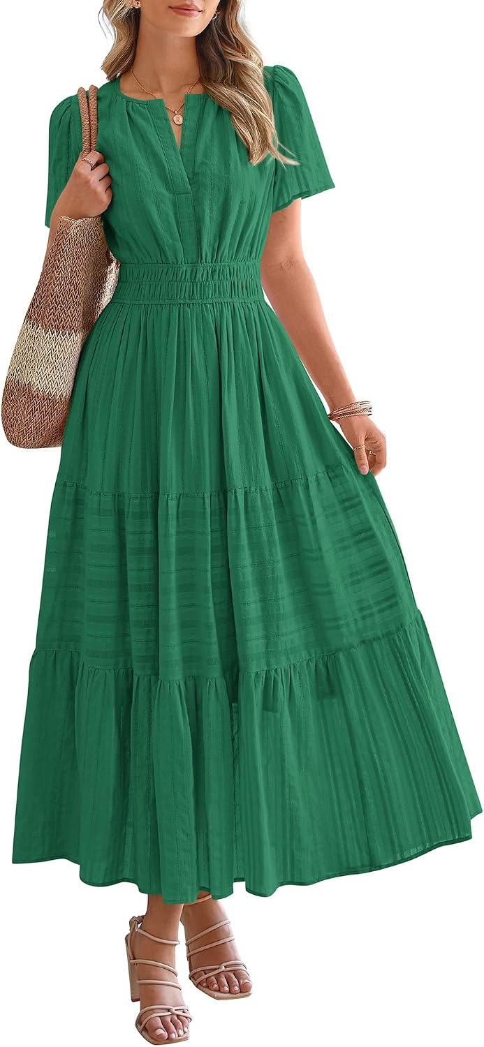BTFBM Womens Summer 2026 Casual Maxi Dresses Lightweight Short Sleeve Dress
