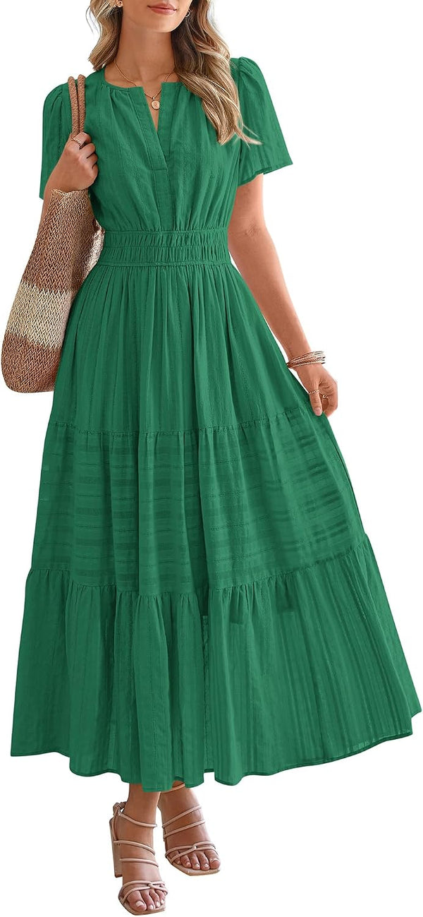 BTFBM Womens Summer 2026 Casual Maxi Dresses Lightweight Short Sleeve Dress