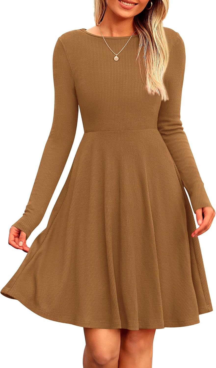 PRETTYGARDEN Women's Fall Casual Long Sleeve Short Dress