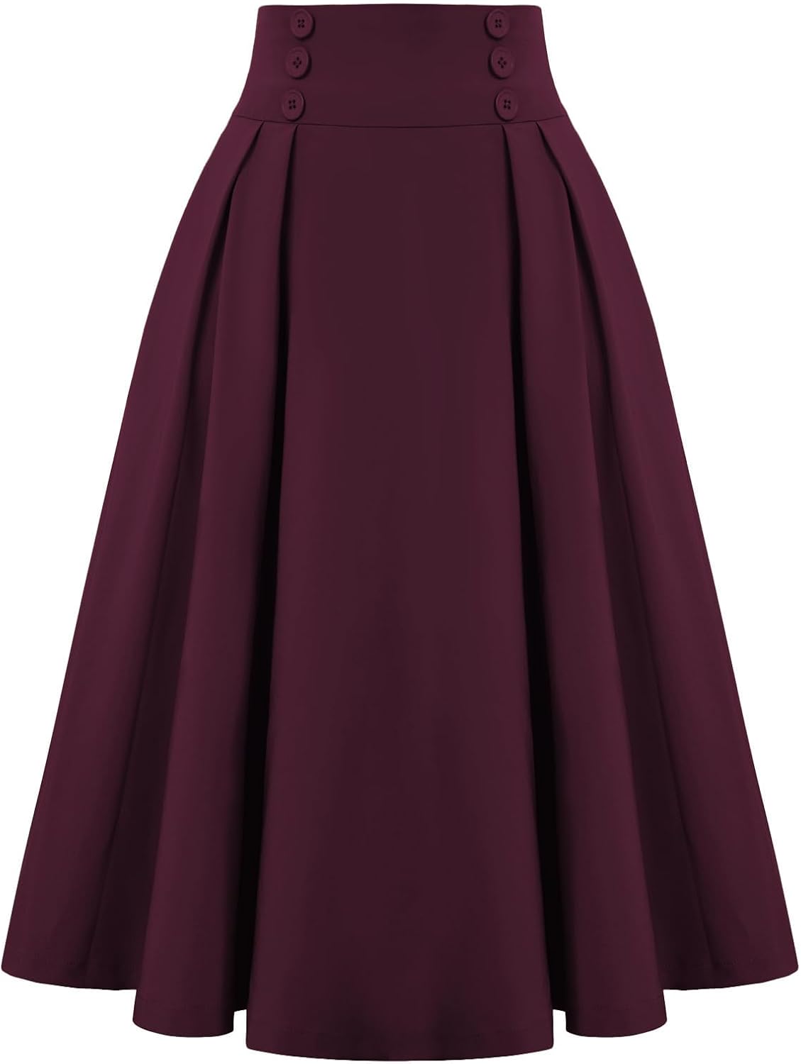 Belle Poque Women's Midi Pleated A-Line Skirts Pockets