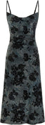 CIDER Womens Velvet Dress Floral Sleeveless Midi Wedding Guest Dresses
