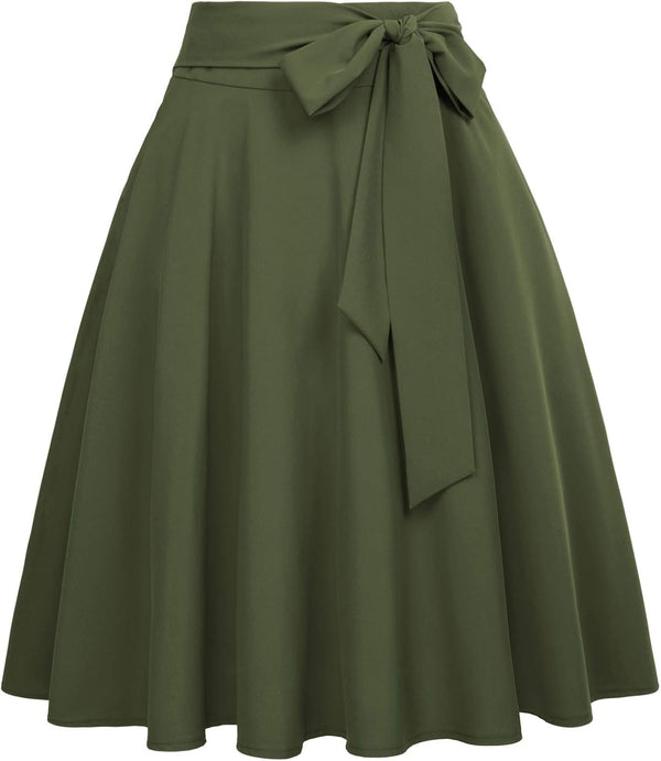 Belle Poque Women High Waisted A Line Skirt with Pockets
