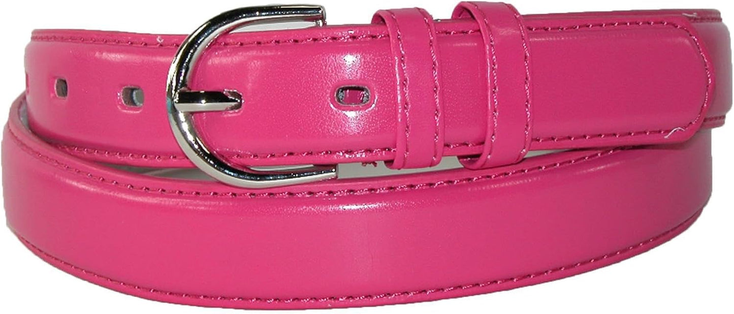 Ctm Women's Leather Dress Belt 1 1/8 Inch Silver Buckle