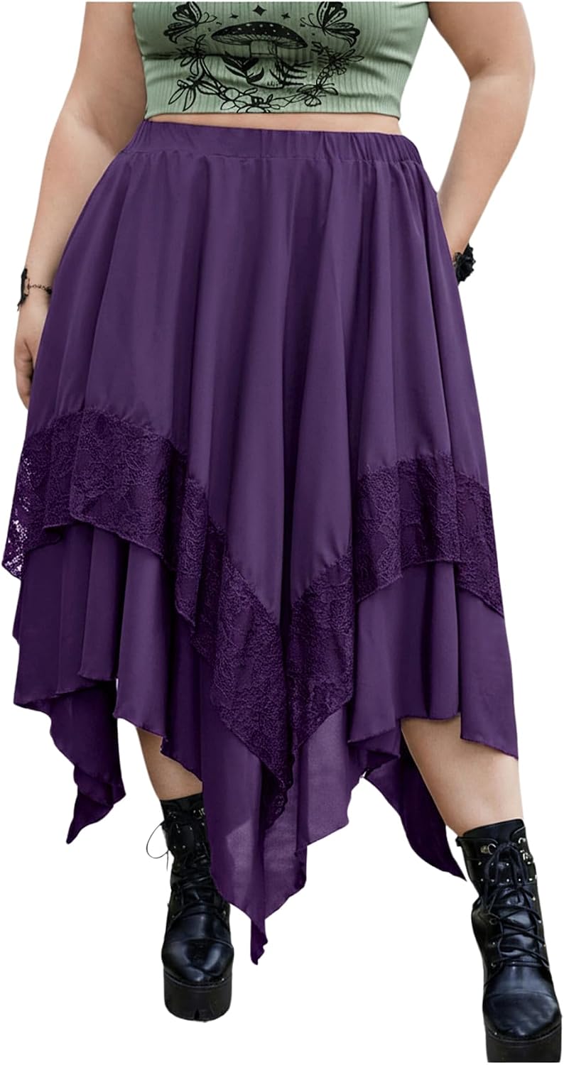 Verdusa Women's Renaissance Flowy Lace Asymmetrical Skirt Whimsical Clothes