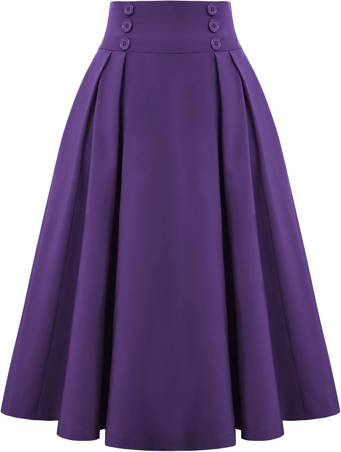 Belle Poque Women's Midi Pleated A-Line Skirts Pockets