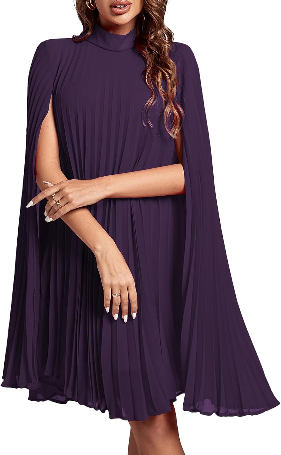 Women's Cloak Sleeve Party Midi Dress