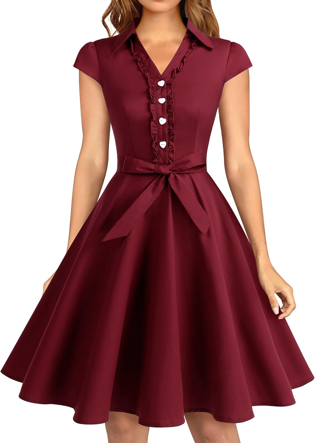 Wedtrend Women's 1950s Rockabilly Cap Sleeve Vintage Swing Cocktail Dress