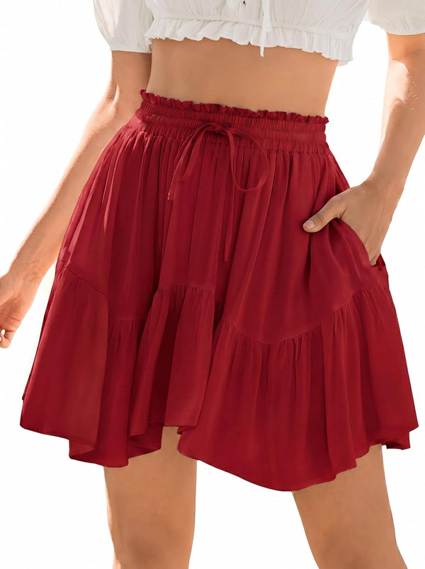 Scarlet Darkness Women Renaissance Pirate Flowy Mini Skirts with Shorts
