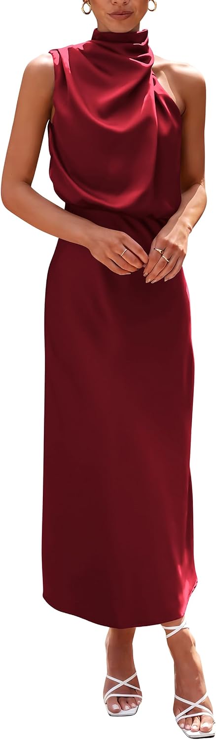 PRETTYGARDEN Women's Summer Satin Maxi Cocktail Dress