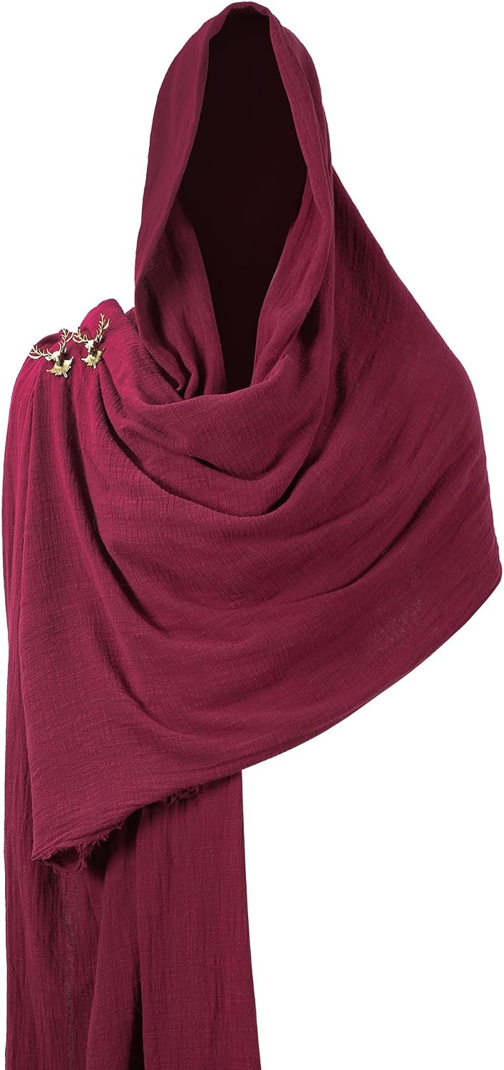 Berenlu Renaissance Hooded Cowl for Men, Medieval Costume Shawl